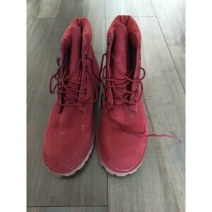 Timberland Red Nubuck Boots Women’s Size 7.5 Waterproof Lace-Up Streetwear